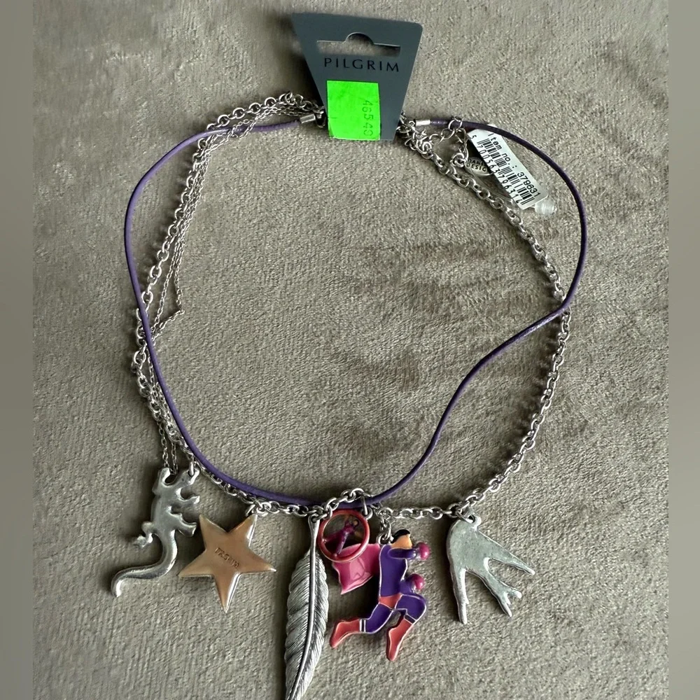 Pilgrim Kids Purple Multi-Charm Necklace with Silver and Pink Accents